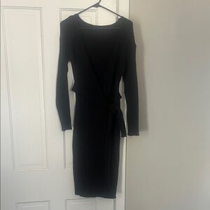 SHEIN Black Long Sleeve Wrap Dress